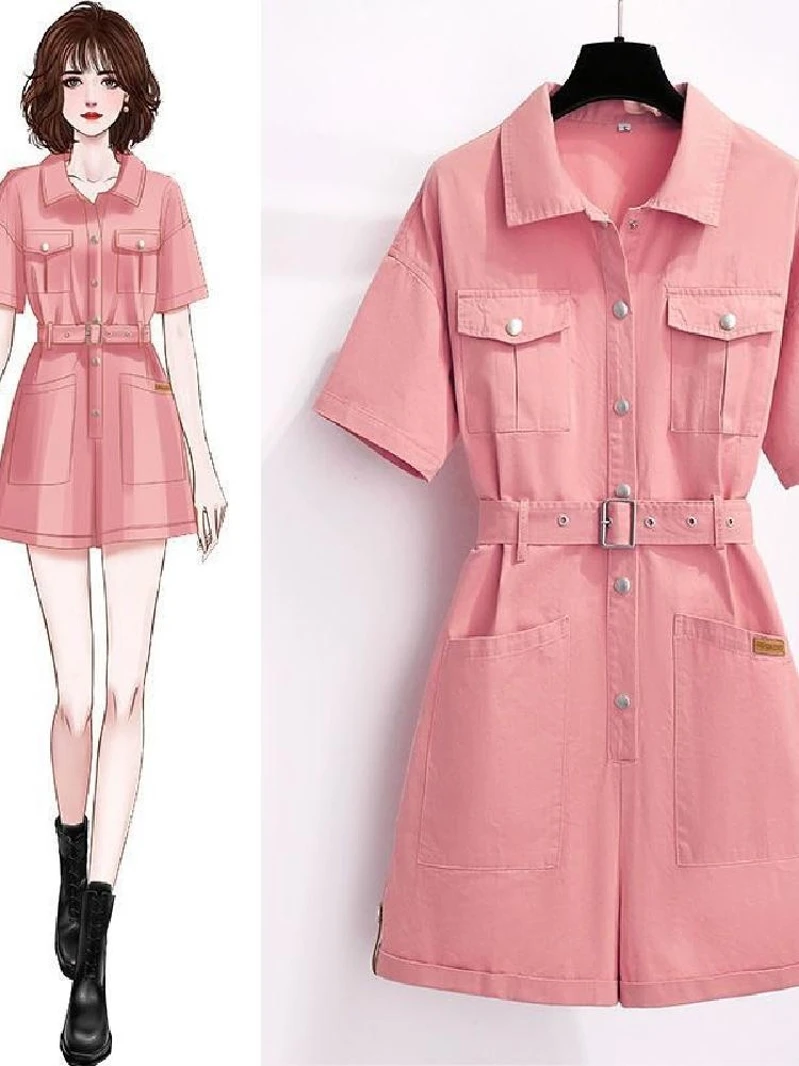 

Faionable Korean Sle One-Piece Suit High Waist Slimming Summer 2024 Casual Straight Leg Pants ort orts Set