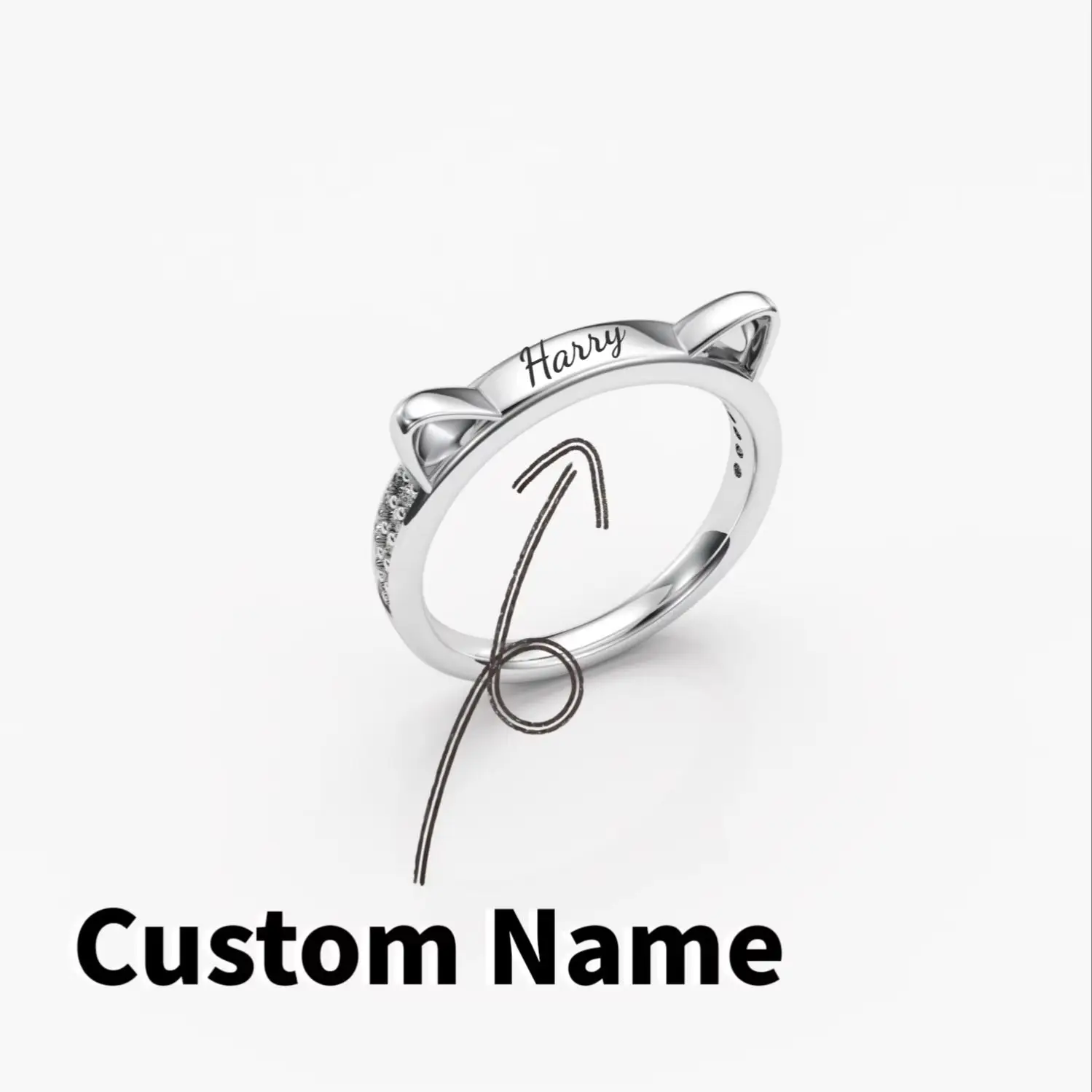 

Custom Dog Bone Paw Print Name Ring Personalized Cat Ring Gold Plated Shaped Name Ring For Animal Lovers Finger Ring JewelryGift