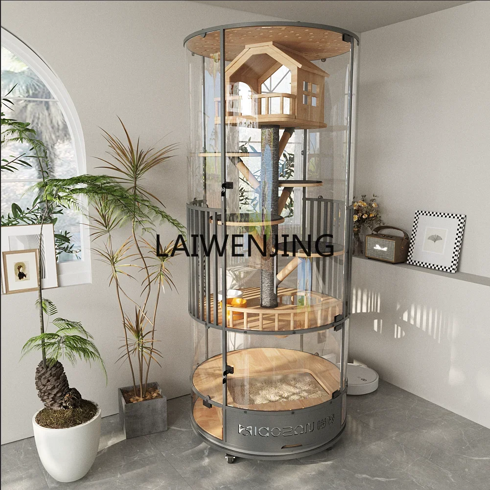 

LYN panoramic villa oversized space luxury glass room cat showcase cat cage with toilet