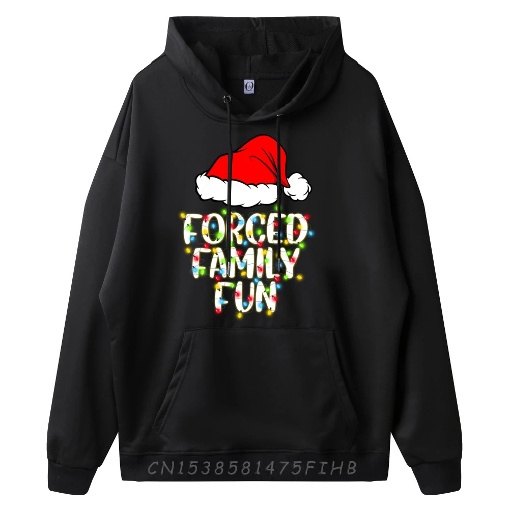 Forced Family Fun Sarcastic Christmas Funny Blue And White Graphic Sweatshirts Hoodies Men