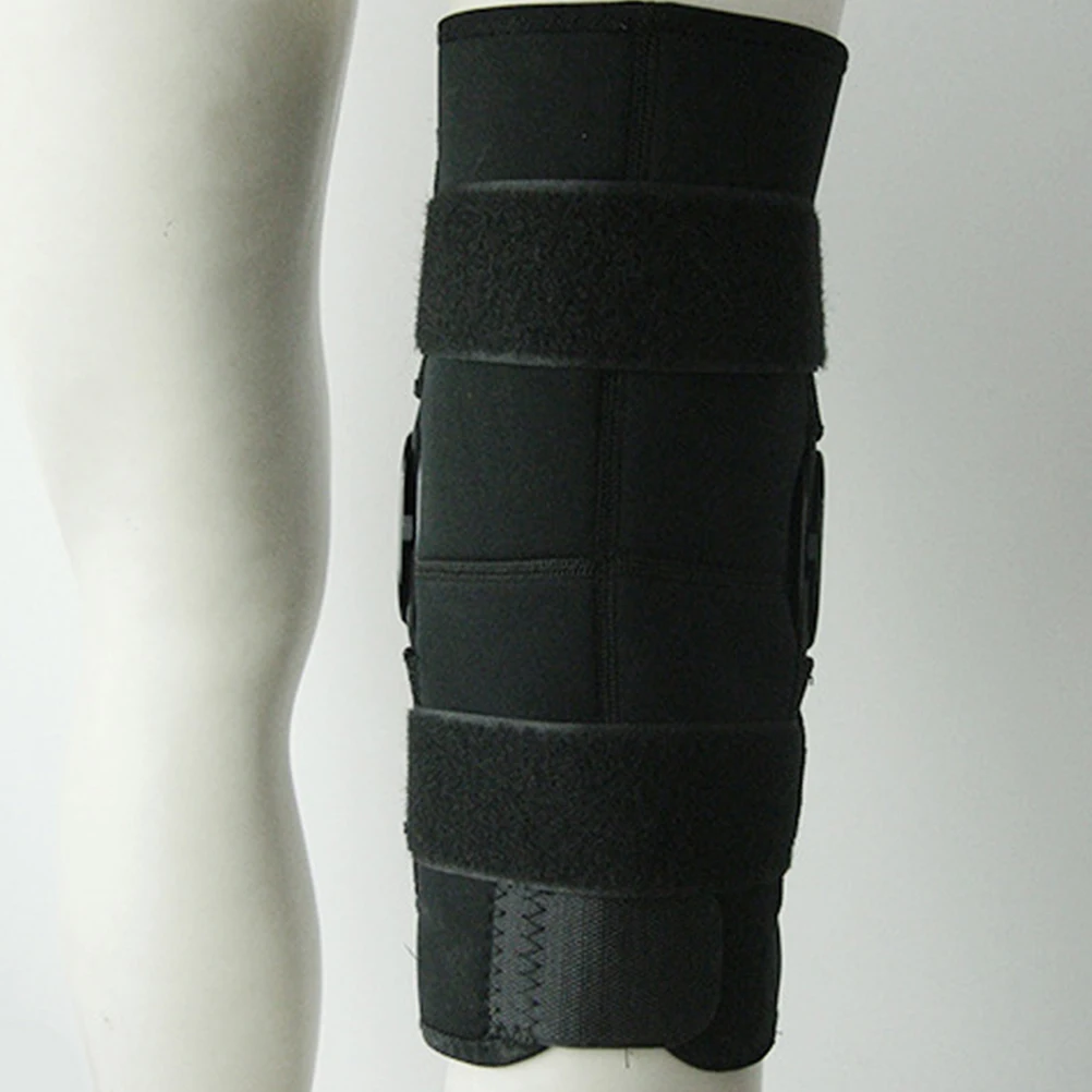 

Sports Knee Braces Aluminum Alloy Support Easy Wear Adjustable Straps Open Patella Hinged Brace for Men Women Black Fitness