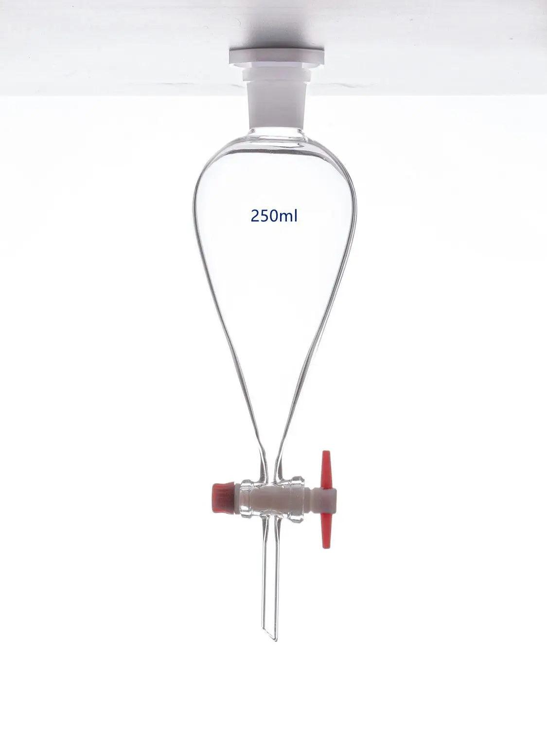 Birnenförmiger Scheidetrichter, Laboröl, Glas, PTFE-Kolben, 60/125/250/500/1000 ml