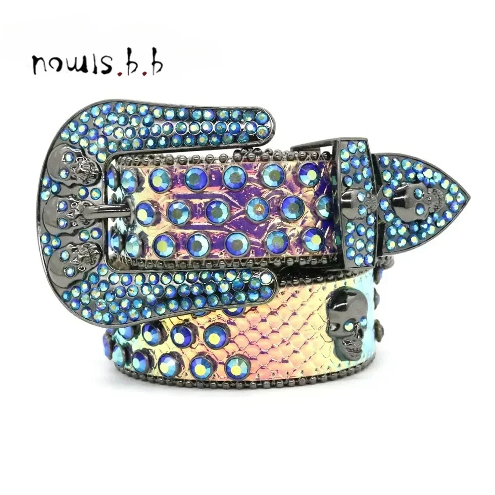 Designer belts rhinestone belt Bb Simon men women Sparkling Diamond Hip Hop Black Base colorful Multicolor Rhinestones