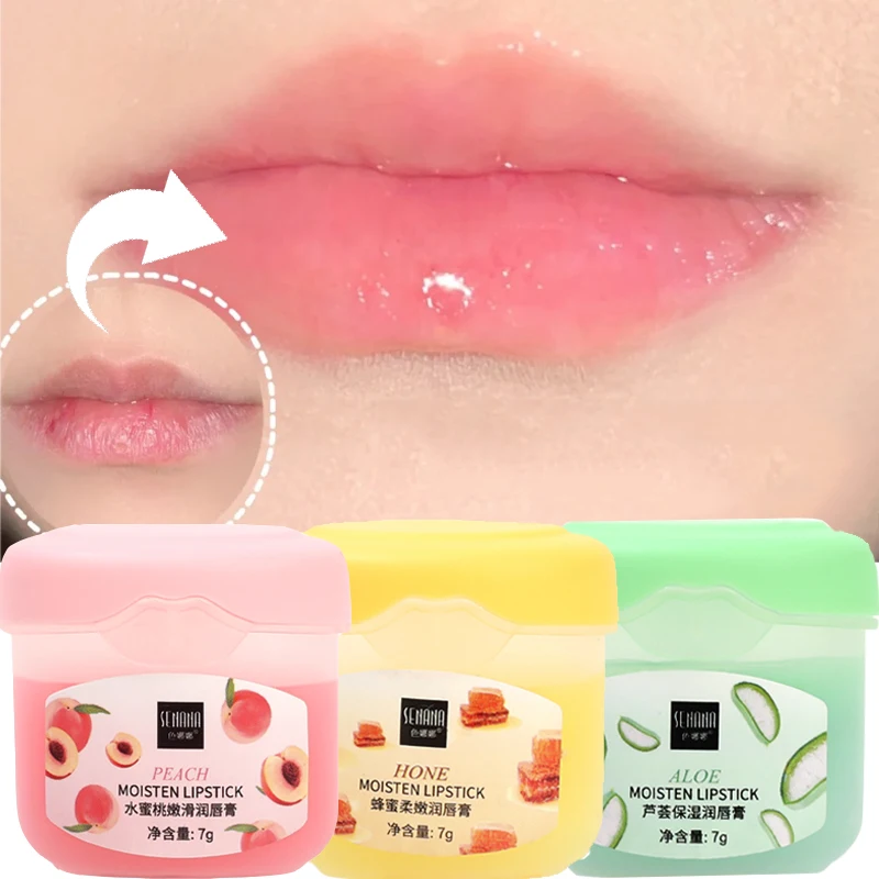 Exfoliating Moisturizing Lip Balm Jelly Anti-Cracking Honey Aloe Lip Cream Repairing Remove Dark Dead Skin Lips Care Cosmetics