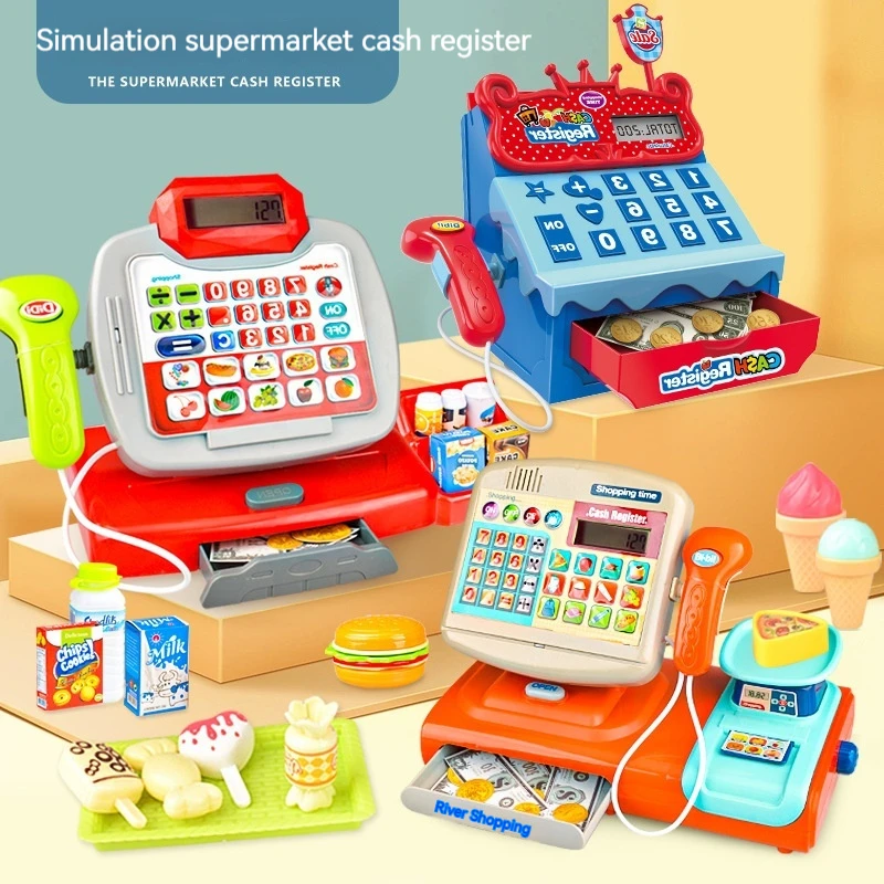 Casa de juegos para niños, supermercado, compras, caja registradora, simulación de escaneo, liquidación, se puede calcular, cajero, juguetes de