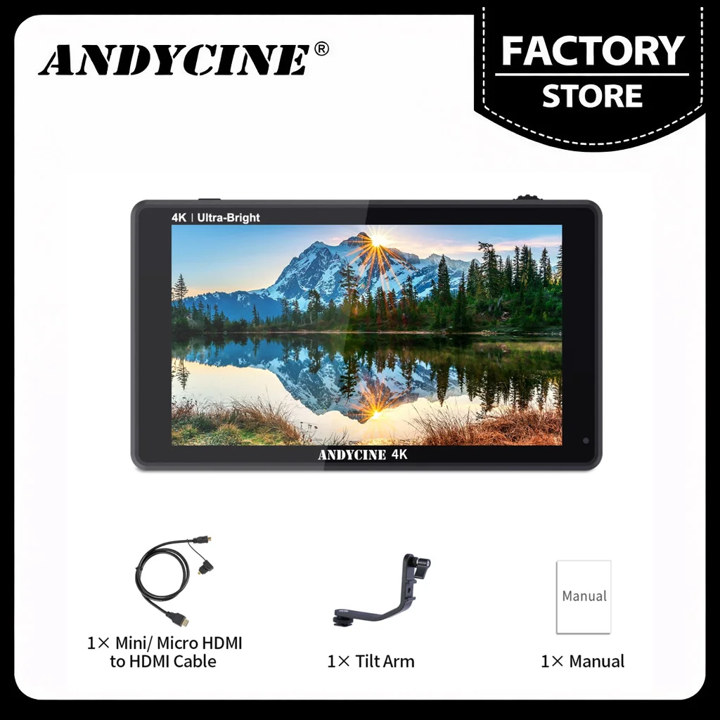 

ANDYCINE C7 LITE 7 Inch Touch Screen DSLR Camera Field Monitor with 3D Lut Waveform VectorScope Histogram F970 External Power