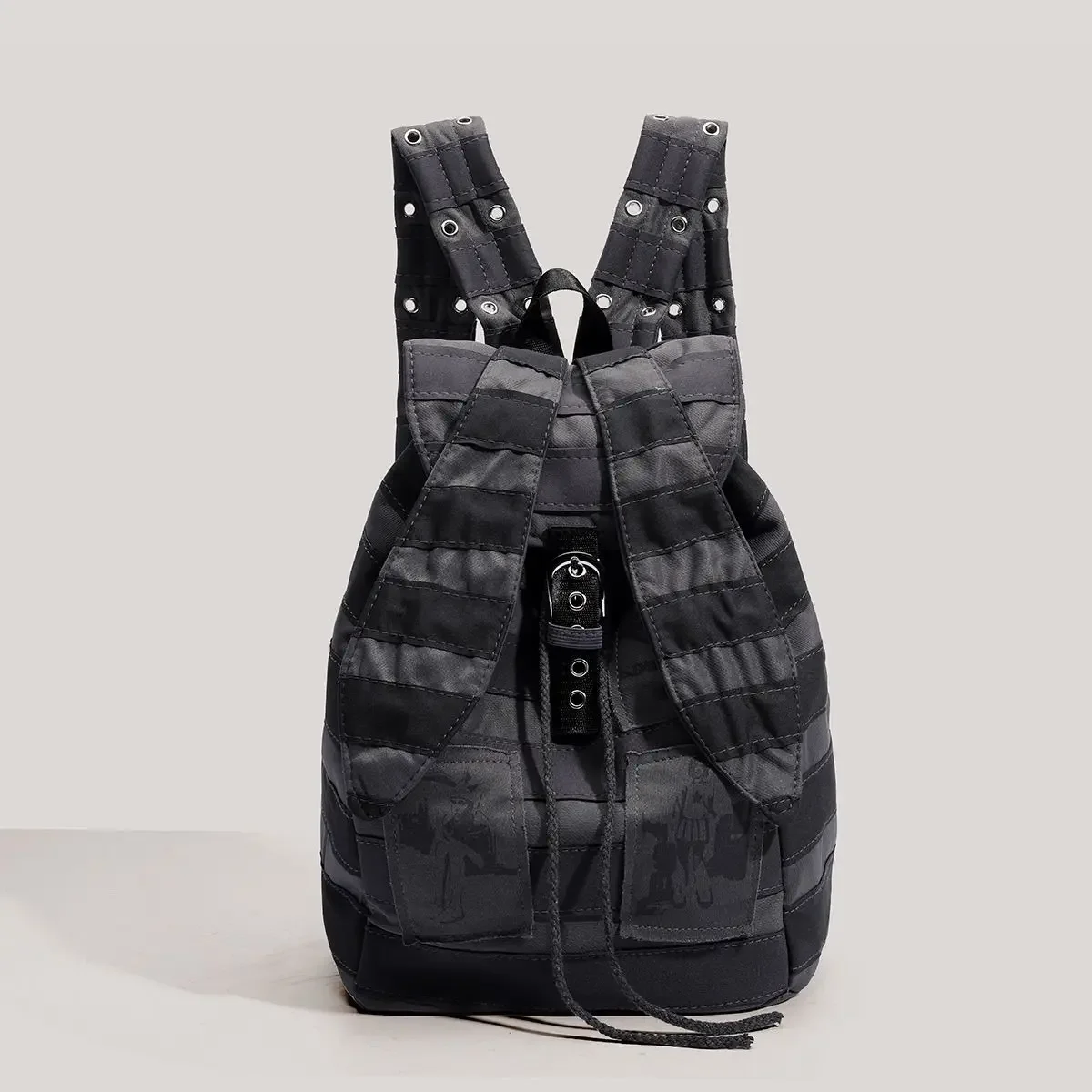 

Punk Rock Patch Printed Backpacks Splicing Striped Rabbit Ears Backpack