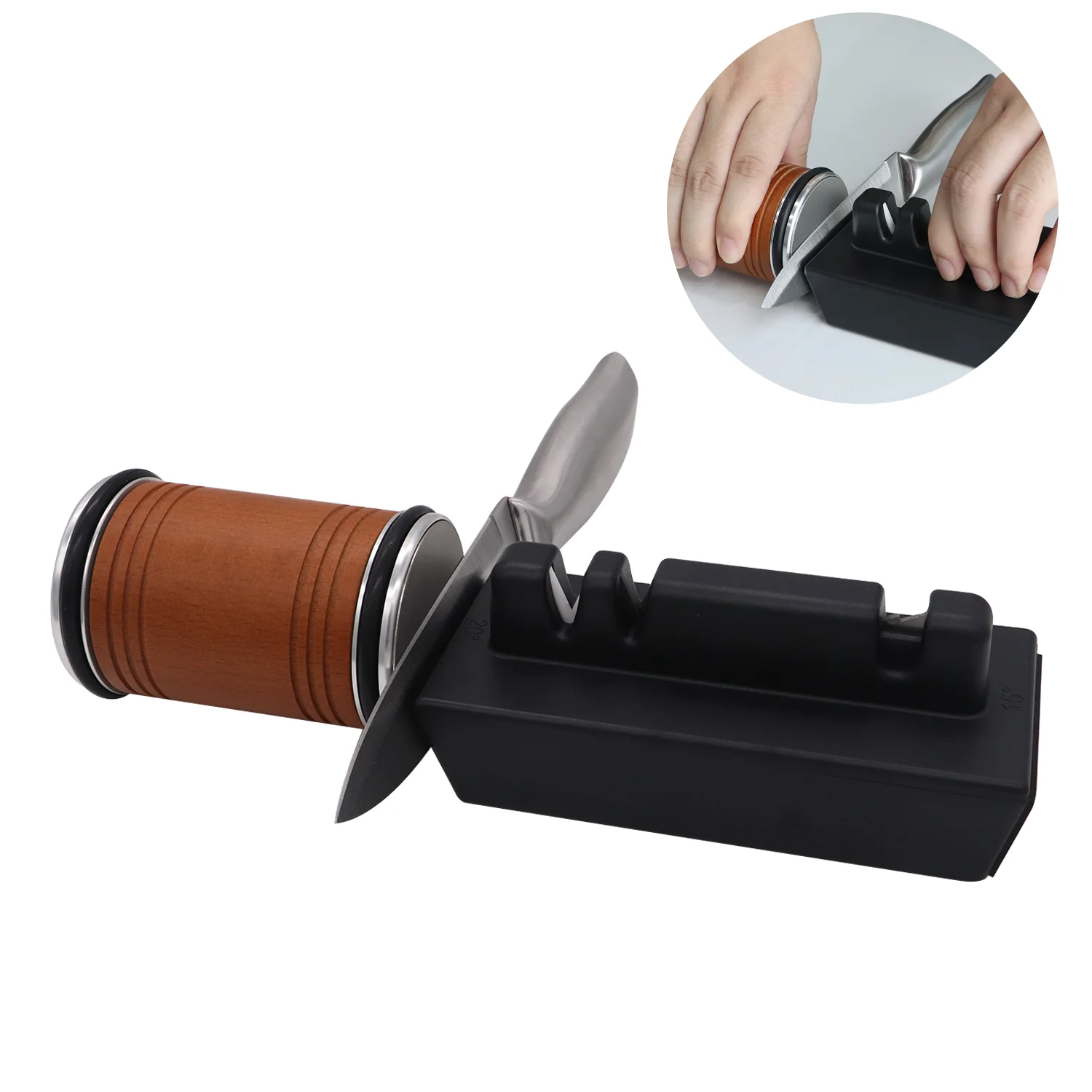 Knife Sharpener Tool Rolling Knife Sharpener 5 in 1 Kit Plastic Base Knife Sharpener Scissor Slot - Roller Sharpener for Knives