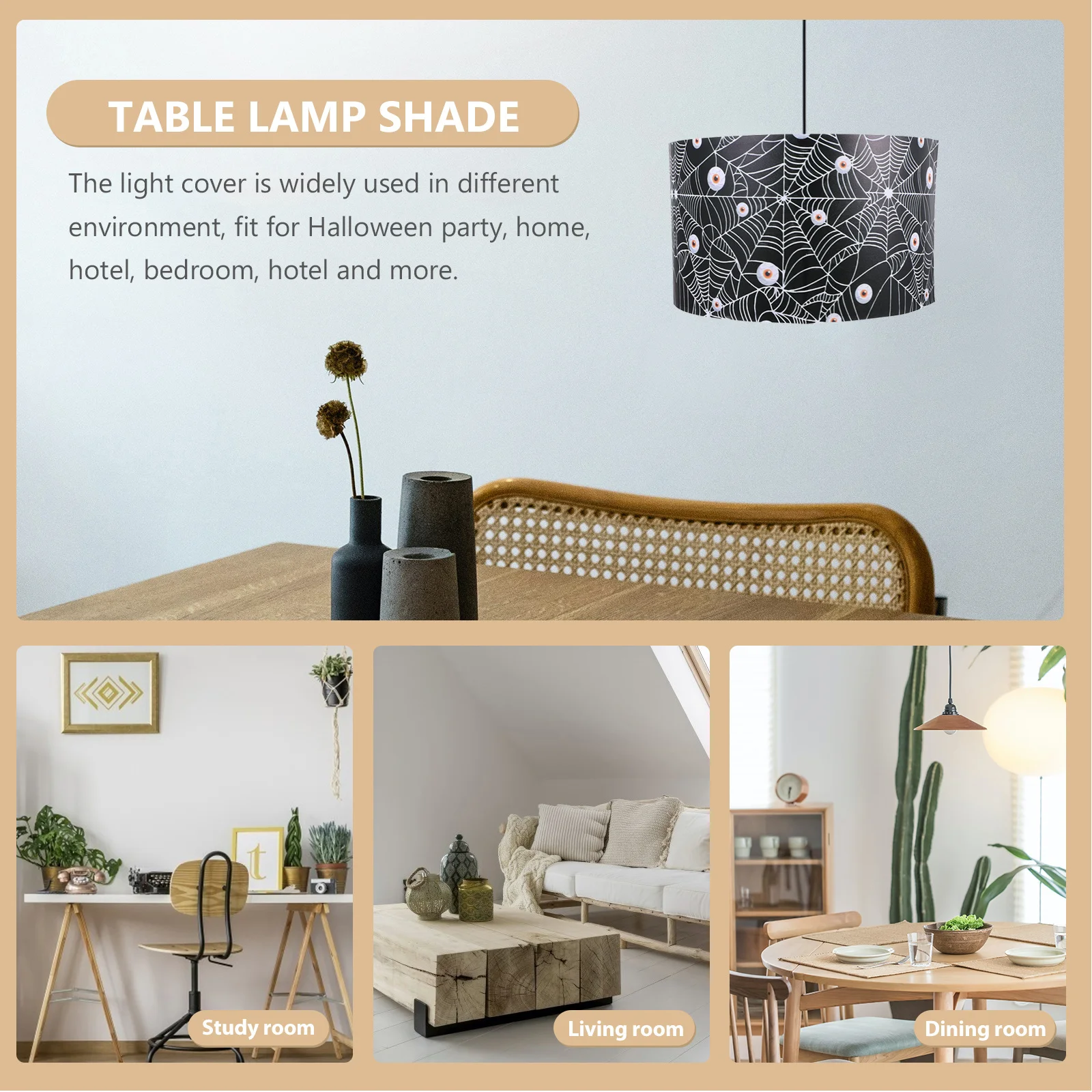 

Halloween Durable Fabric Plastic Cloth Lamp Shade Table Lamp Cover Indoor Decorations Halloween Room Decor Bedroom Party