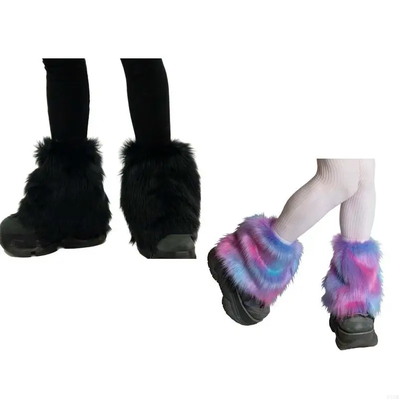 P8dB dễ thương Faux Fur Cuffs Pile Pile Sock Phụ nữ mùa đông ấm áp chân dày hơn