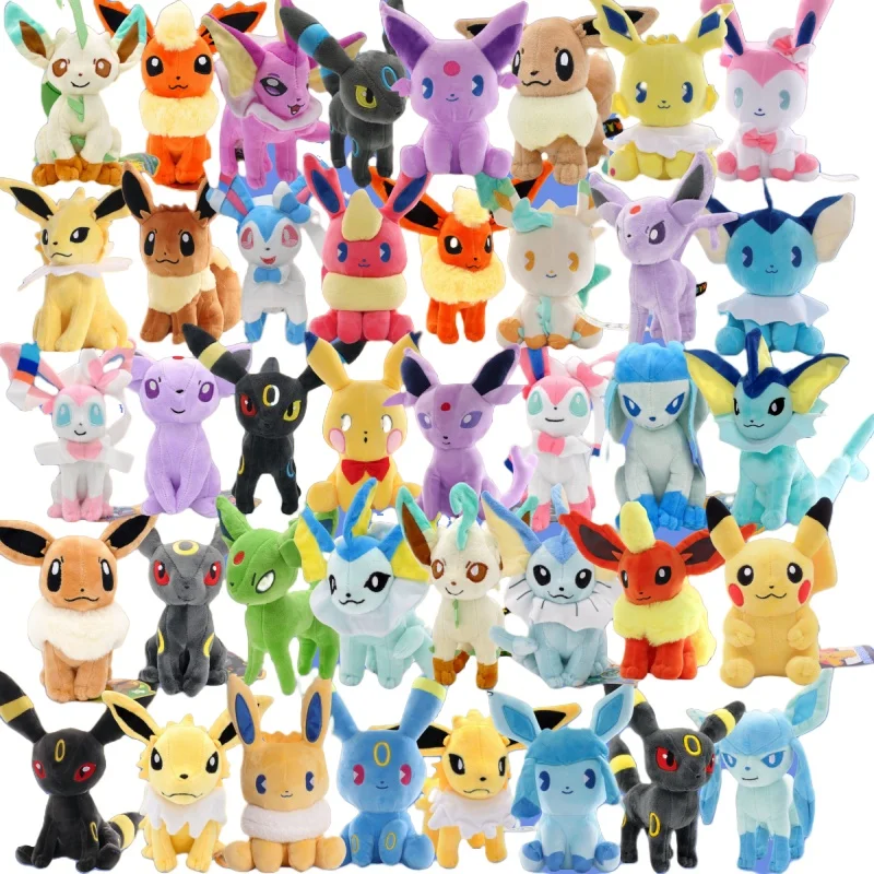 Pokemon Eevee Family Plush Stuffed Doll Sylveon Leafeon Flareon Jolteon Vaporeon Pikachu Collection Toy Hobbies Xmas Kid Gift