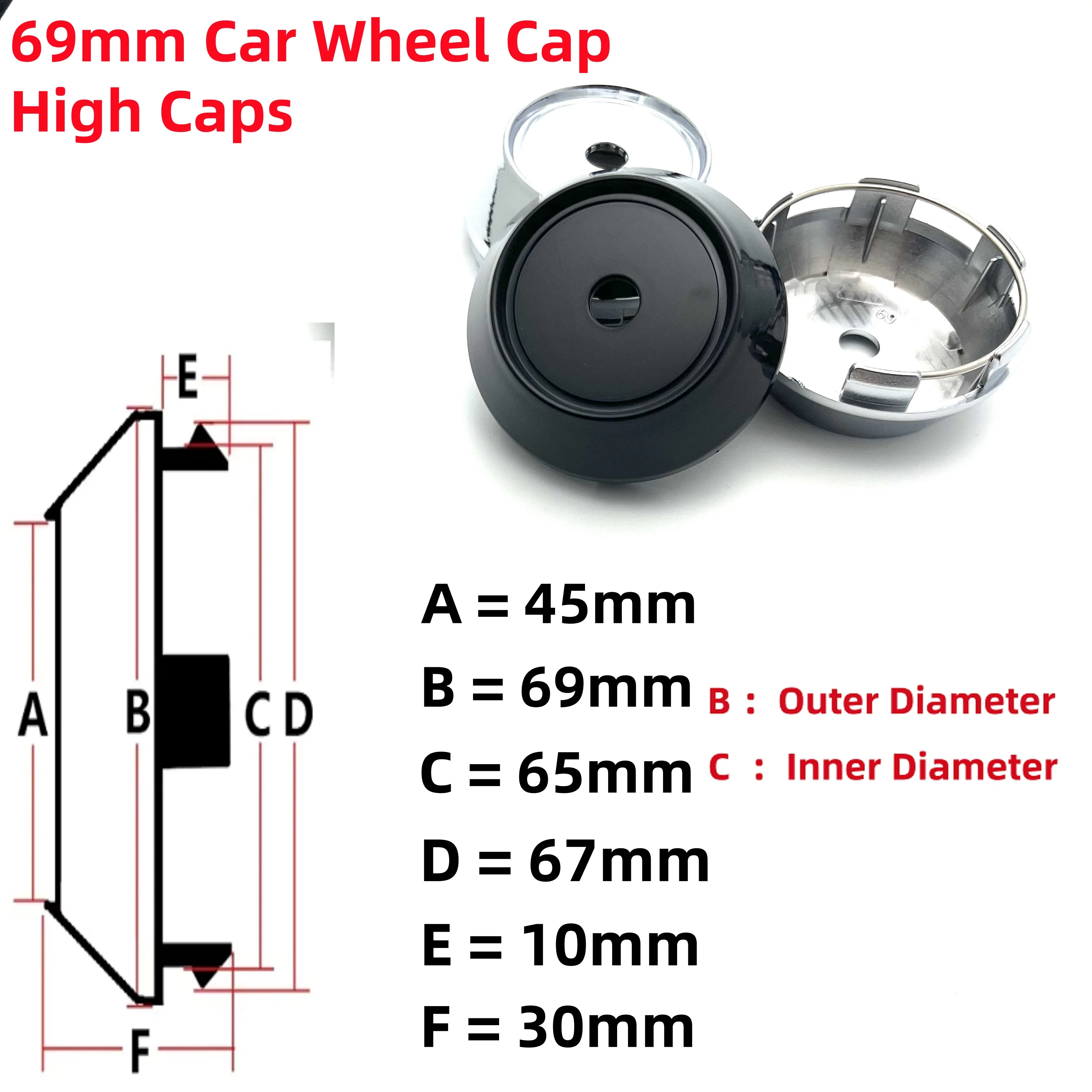 4 قطعة ABS 60 مللي متر 64 مللي متر 65 مللي متر 68 مللي متر 69 مللي متر سيارة عجلة مركز قبعات عالية قبعات اكسسوارات حافة مركز غطاء المحور صالح 45 مللي متر شعار ملصقات #6