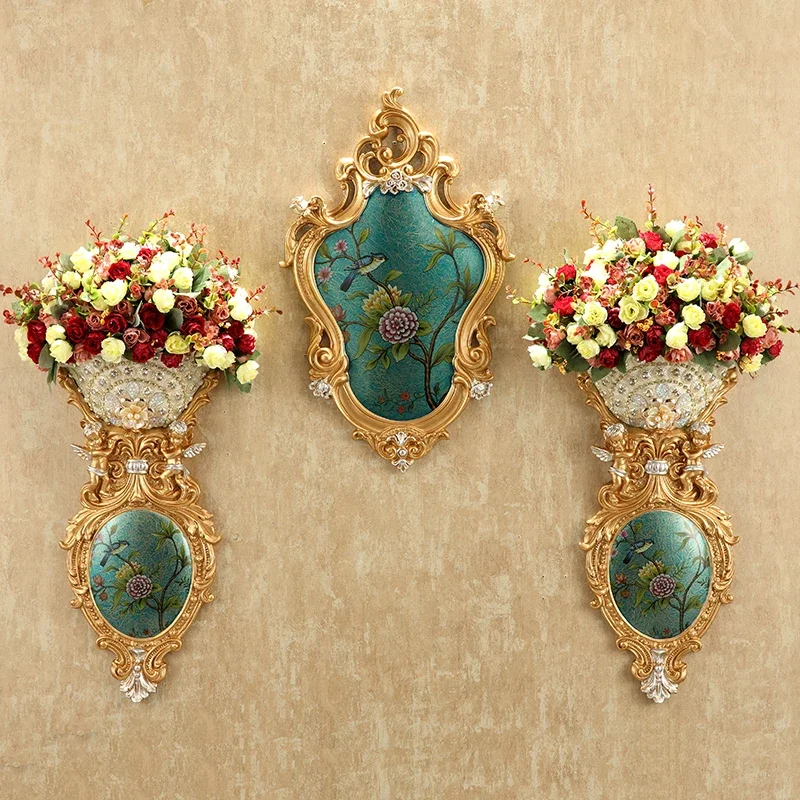 Europe Diamond Angel Wall Vase Crafts Decoration Home Room Wall Flower Pot Items Restaurant Resin Wall Sticker Mural Accessories