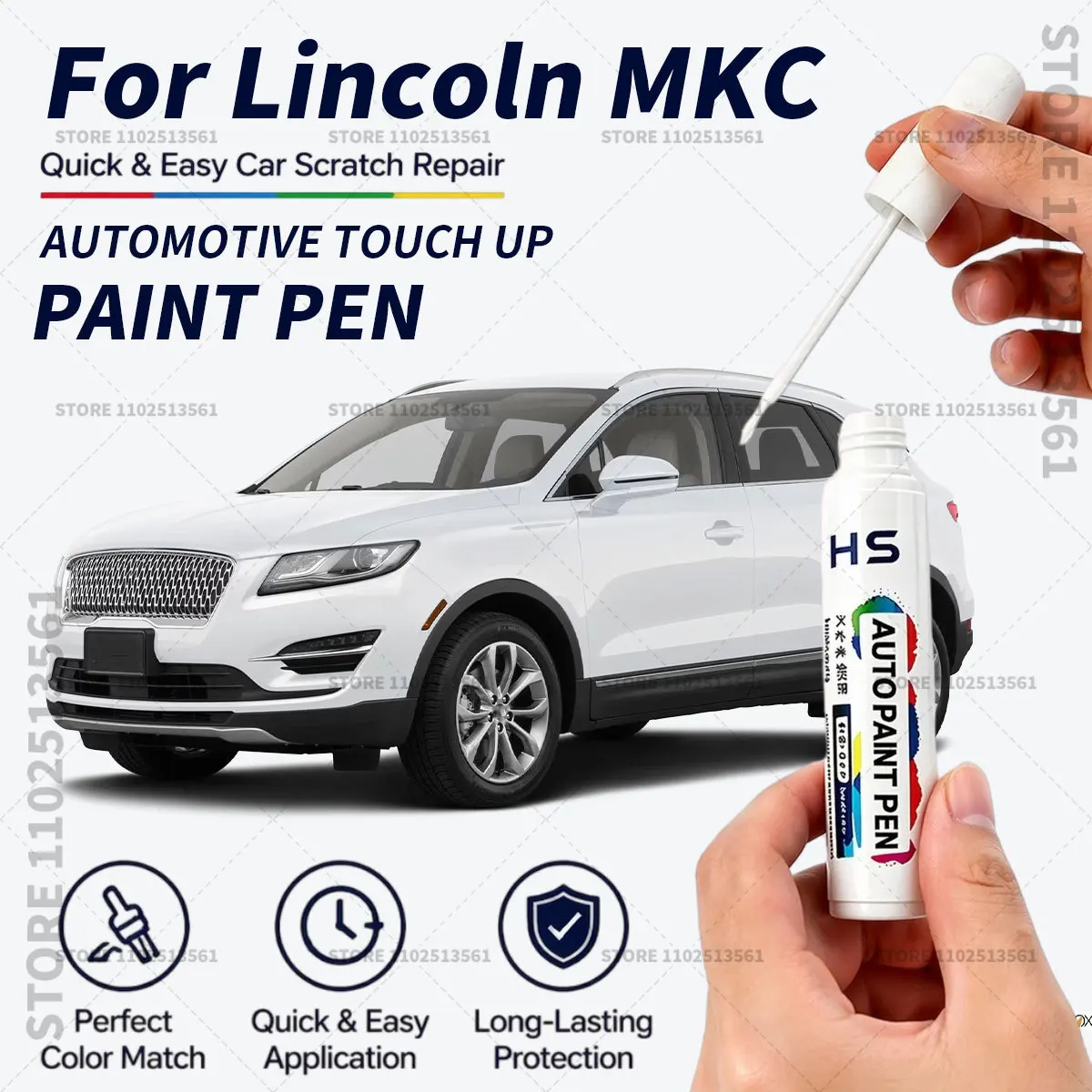For Lincoln MKC Touch Up Paint Pen Car Paint Scratch Repair Tool Sky Gray Lightning White Gold Brown Diamond White Blue Brown