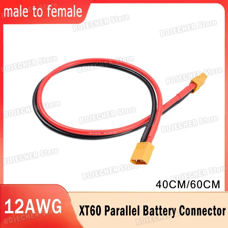 

XT60 Parallel Battery Connector 12AWG Male To Female Dual Extension Cables Silicone Tinned Copper Wires For Drone Solar Energy