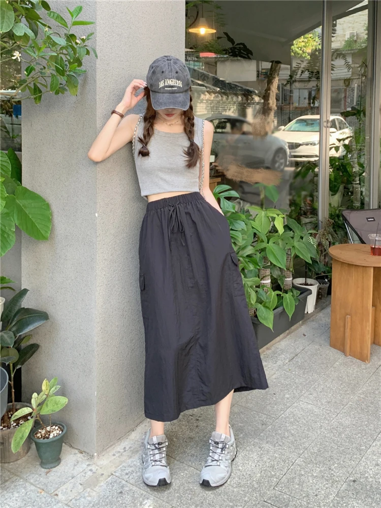 

Spring New Faion High Waist A-Line Skirt Women's Korean Sle Versatile ature Workwear Skirts Commute Long Skirts