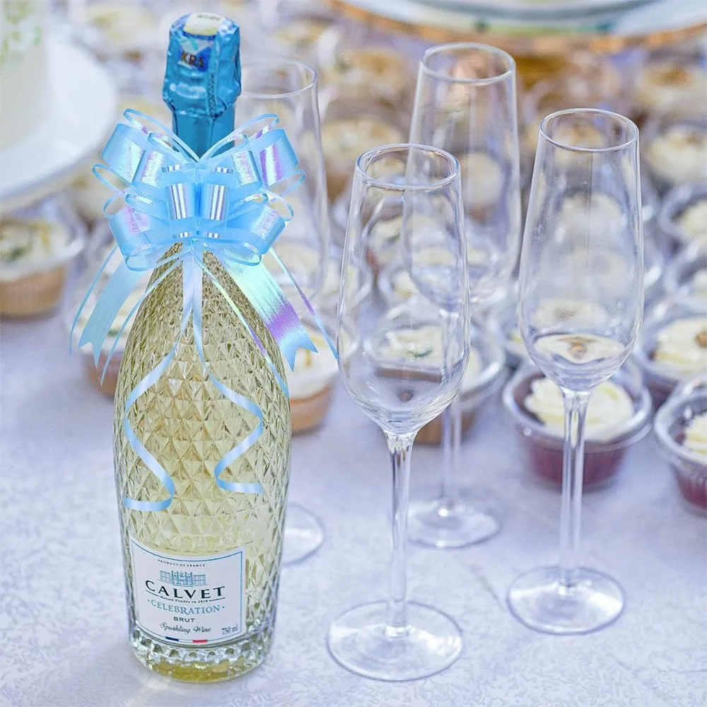 أقواس هدايا، قوس سحب أزرق قزحي الألوان للسلال، باقة زهور، ورق، حقيبة هدايا، صندوق، استحمام الطفل، هانوكا (6 بوصة)