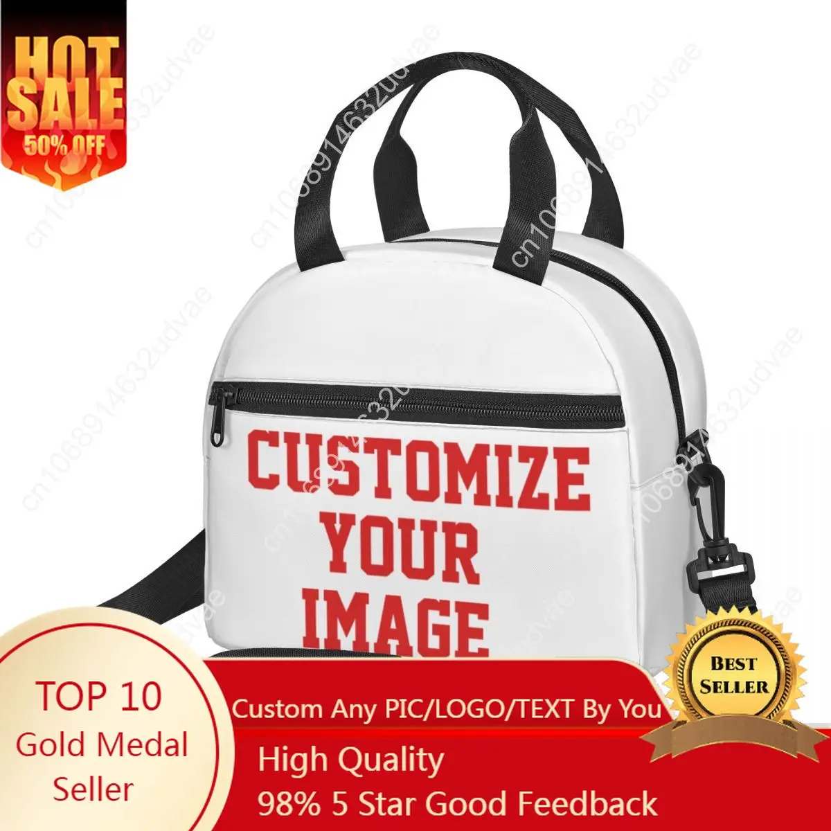 

Personalized Large Thermal Insulated Lunch Bags with Adjustable Inside Strap, Portable Bento Box Cooler Lunch Box