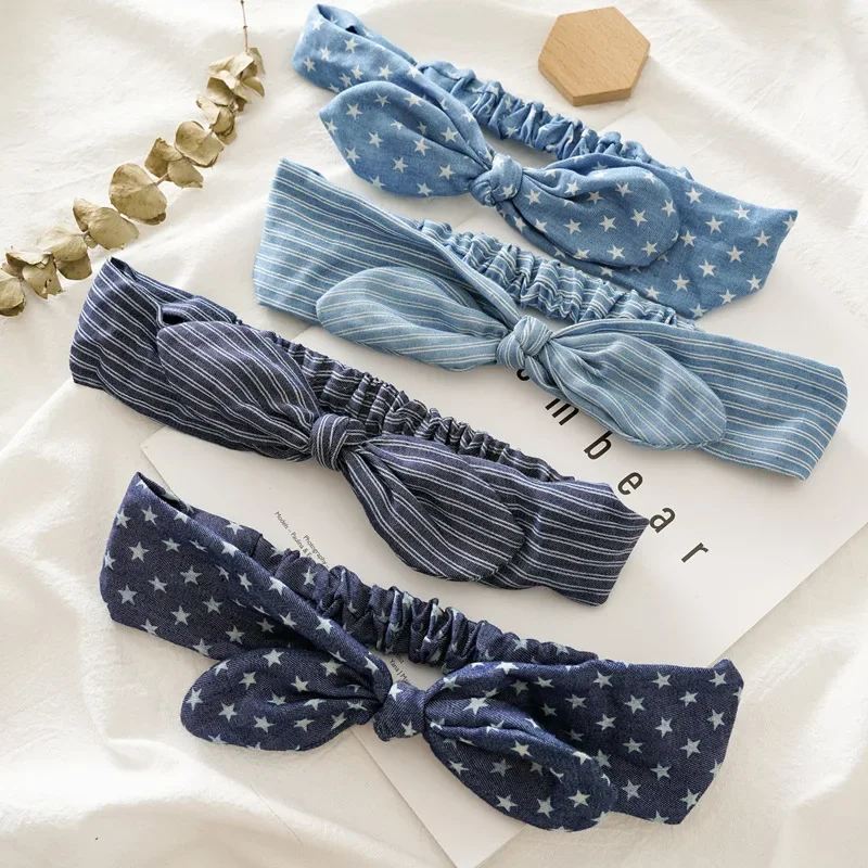 Summer Soft Solid Elastic Hair Bands for Girl Fashion Vintage Headband Knotted Bow Headdress Ladies Hoop Women Hair Accessories