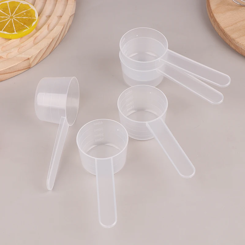10Pcs 40ML 20g Flat Bottom Graduated Measuring Spoon Set Transparent Plastic Kitchen Baking Measuring Tools With Scale