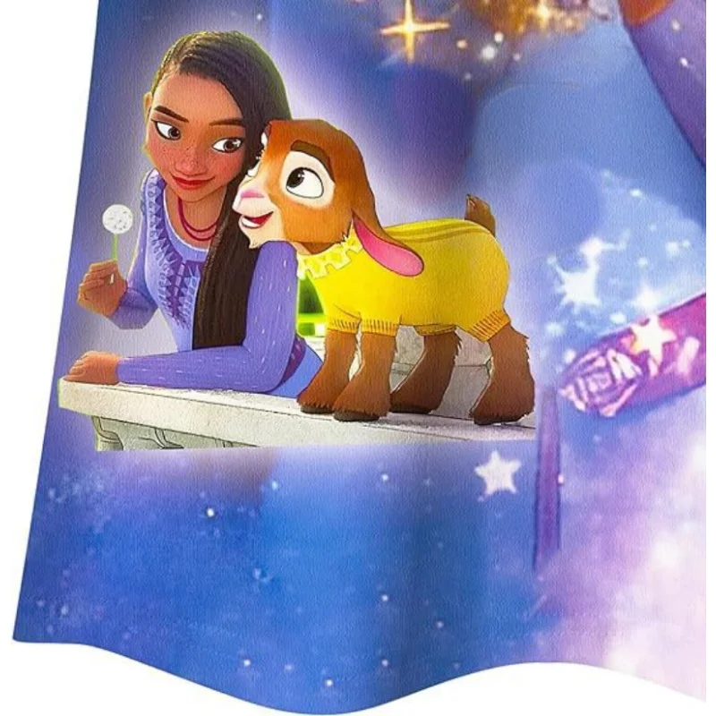 New Disney Wish Dresses Cartoon Asha krótkie rękawy marszczona domowa koszula nocna dla Kawaii dziewczyny Anime Sleepwears prezenty urodzinowe