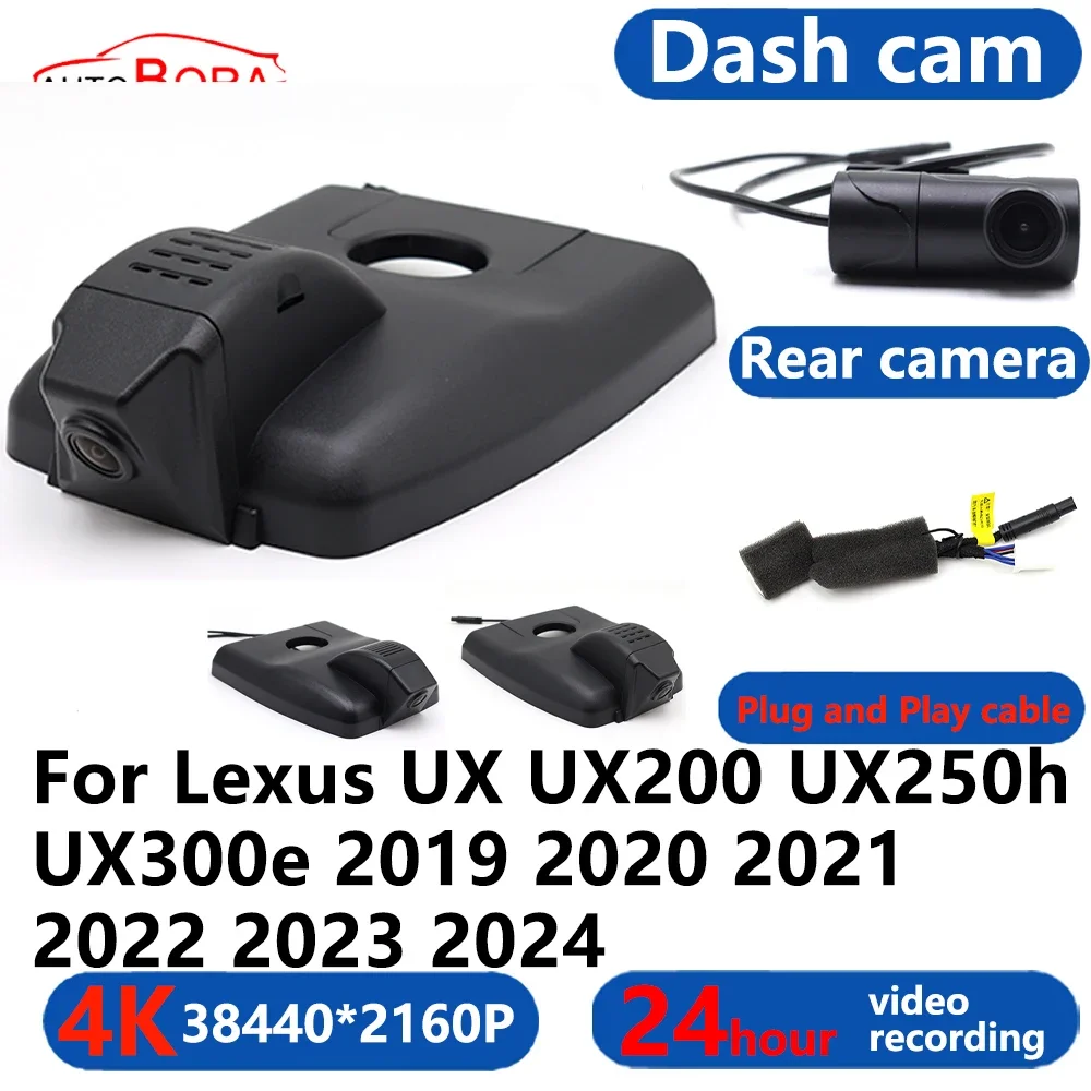 AutoBora 4K Wifi 3840*2160 Car DVR Dash Cam Camera 24H Video Monitor For Lexus UX UX200 UX250h UX300e 2019 2021 2022 2023 2024