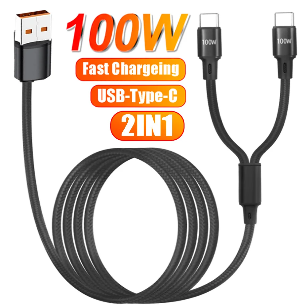 

Кабель для передачи данных USB A-2Type-C, 100 Вт, 2 в 1 USB-Type C для IPhone, Samsung, Xiaomi, Huawei, Android, USB C, кабель для передачи данных