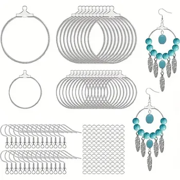 220pcs עגיל הכנת ערכת, 60pcs עגיל ווים, 100 יח 'פתוחות טבעות קפיצה 100