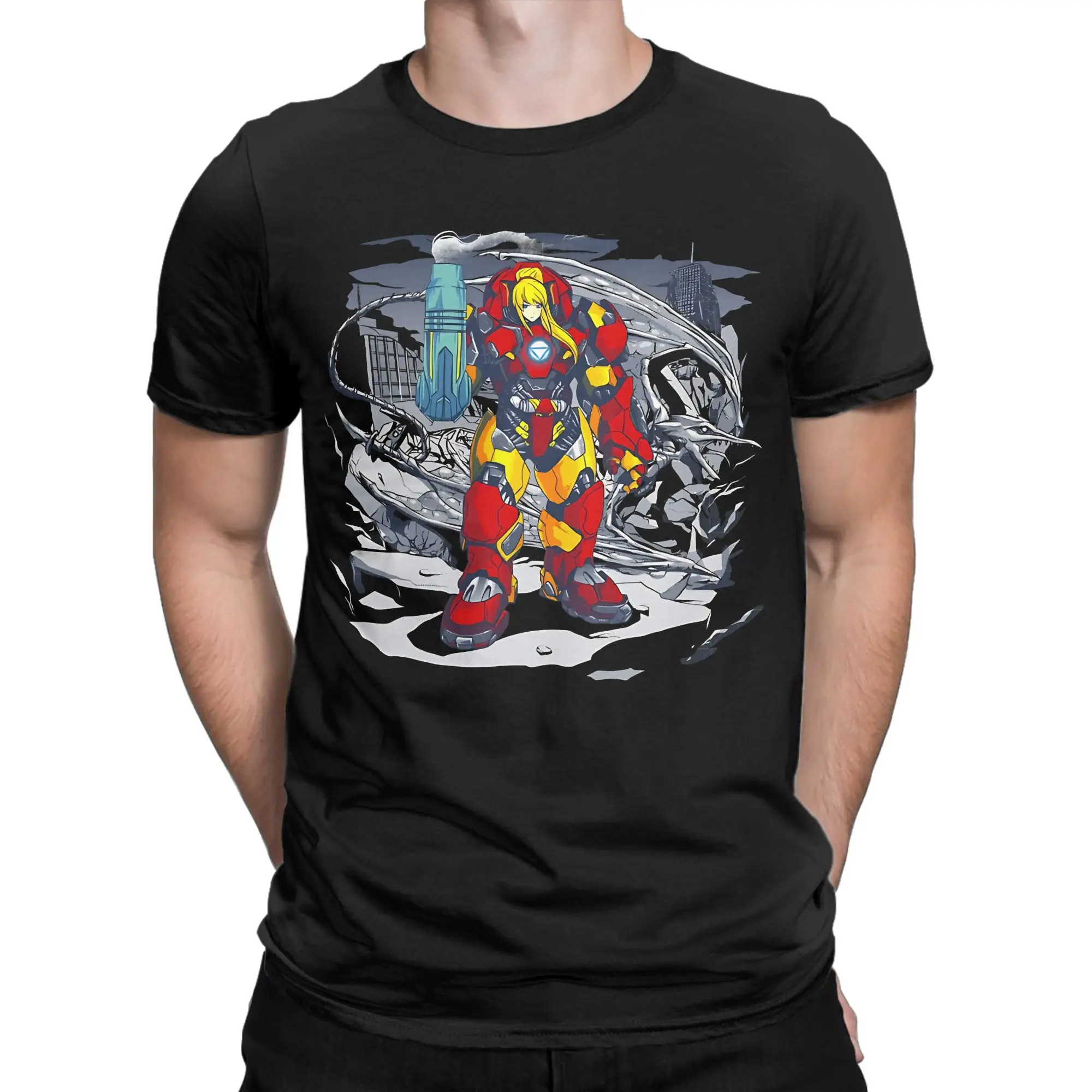 Space Adventure Classic Metroid Funny 100% Cotton T-Shirt Tops Tees For Men