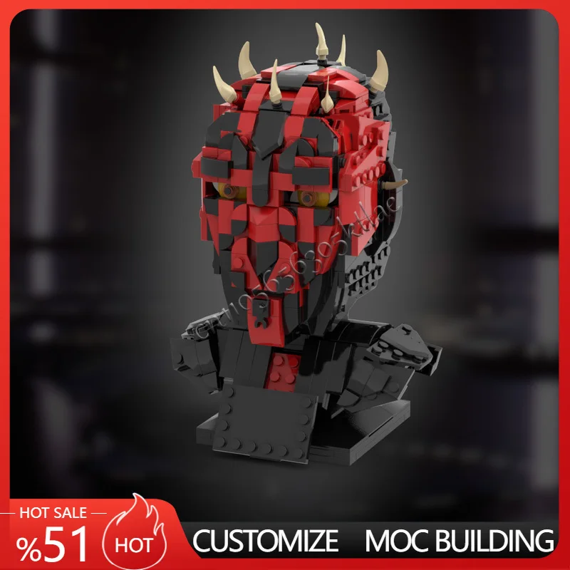 

592PCS MOC Star Battle A Great Looking Darth Maul Head Helmets Model Building Blocks Stacking Bricks Creative Kid Toy Gifts Diy