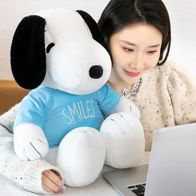 Animation Cute Snoopy Plush Doll Big Ears Blue Sweatshirt Dog Plush Toy Children\'s Doll Decoration Ornament Gift 35-65cm