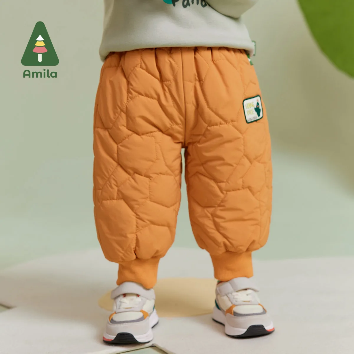 Amila Baby Children Cotton-padded Trousers 2024 Winter New Multicolour Soft Cosy Fashion Warm   Baby Clothing