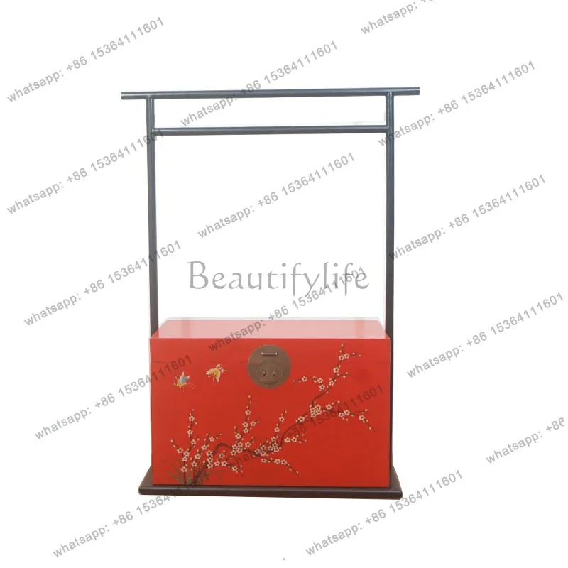 New Chinese Zen hanger floor-to-ceiling bedroom full camphor wood box solid wood coat rack