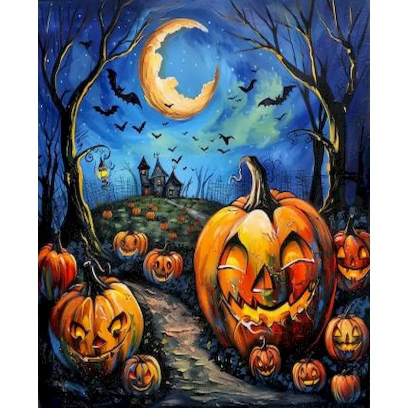

GATYZTORY Acrylic Paint By Numbers For Adults Halloween Landscape Drawing On Number Diy Crafts Wall Decor Gift Coloring With Num