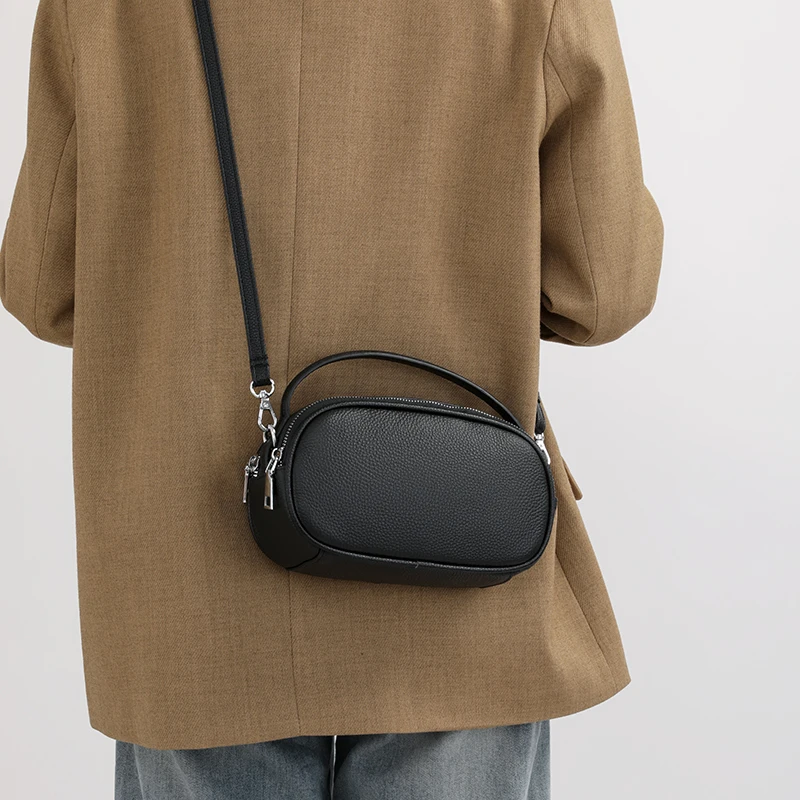 

Роскошная однотонная женская сумка через плечо из воловьей кожи, модная женская сумка через плечо с кисточками, 2024, женская сумка-мессенджер из натуральной кожи, основная сумка