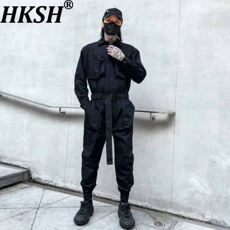 HKSH Spring New Men Tide Dark Functional Jumpsuit Women Fashion Loose  Breathable Multi-pocket Trendy Safari Style Pants HK22361