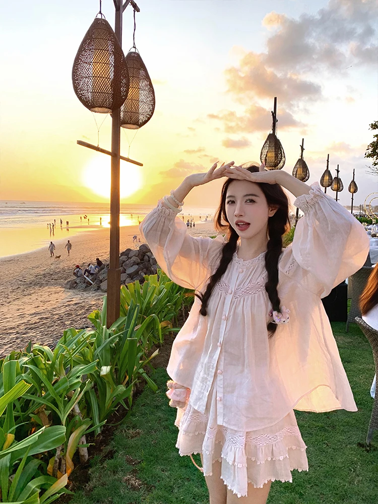 

Дышащая льняная женская блузка свободного кроя с цветочным принтом, осенняя новинка, комфортная, воздушная, с длинным рукавом и круглым вырезом