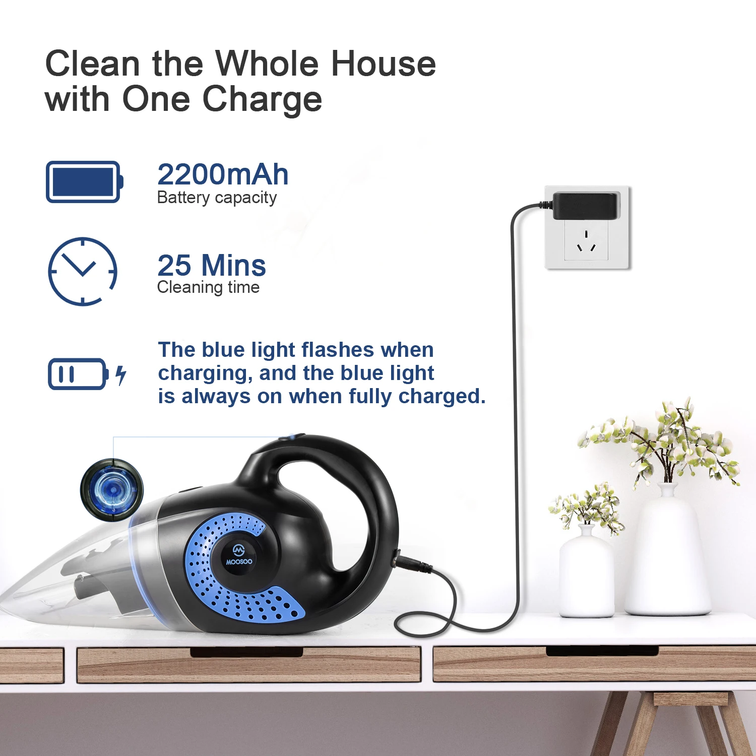 MOOSOO M4 مكنسة كهربائية رطبة وجافة محمولة باليد مكنسة كهربائية كومفي 2 في 1 محمولة باليد Mi مكنسة كهربائية محمولة باليد #3