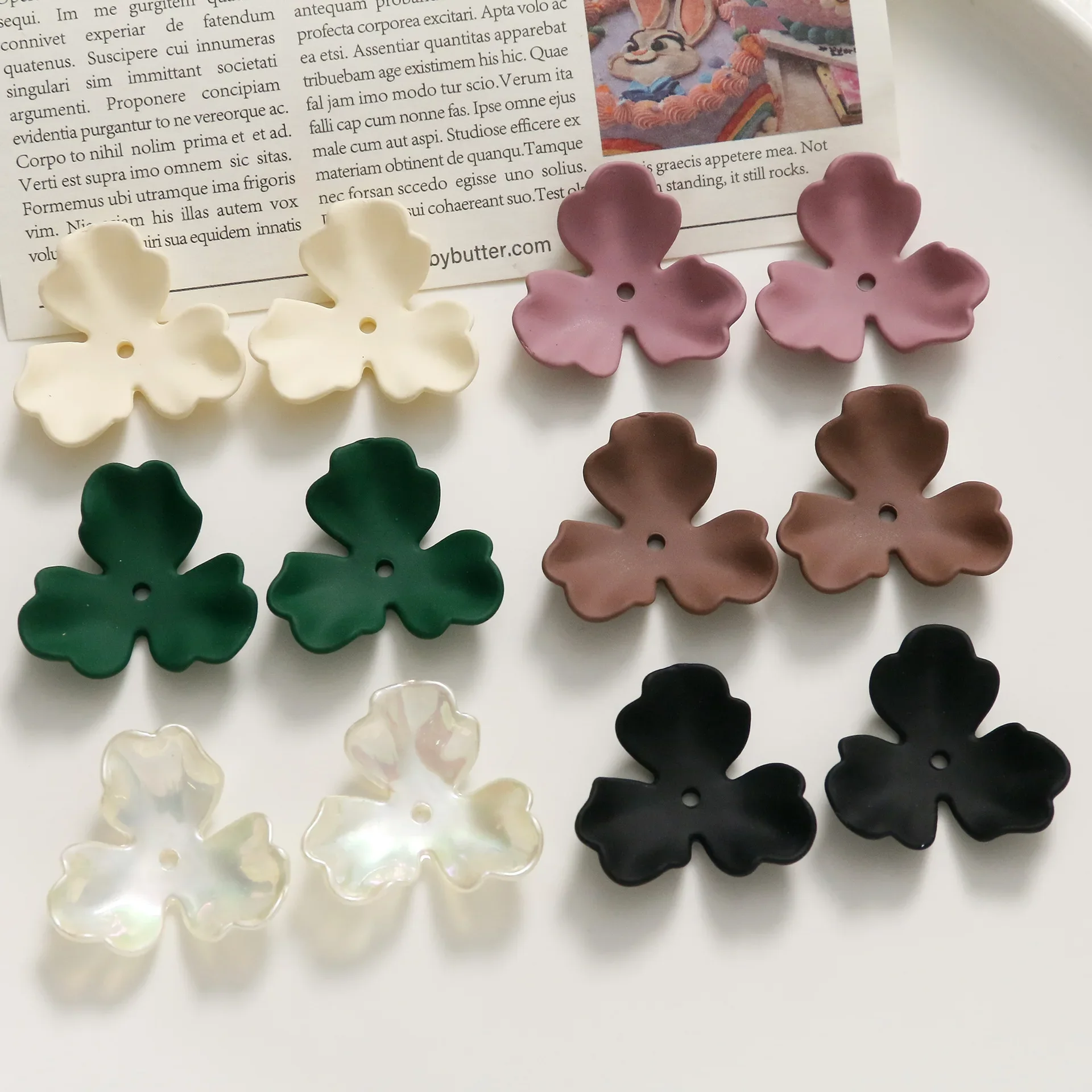 5pc matte shaped bowl flower Resin Flower Crafts For DIY Jewelry Making Accessories