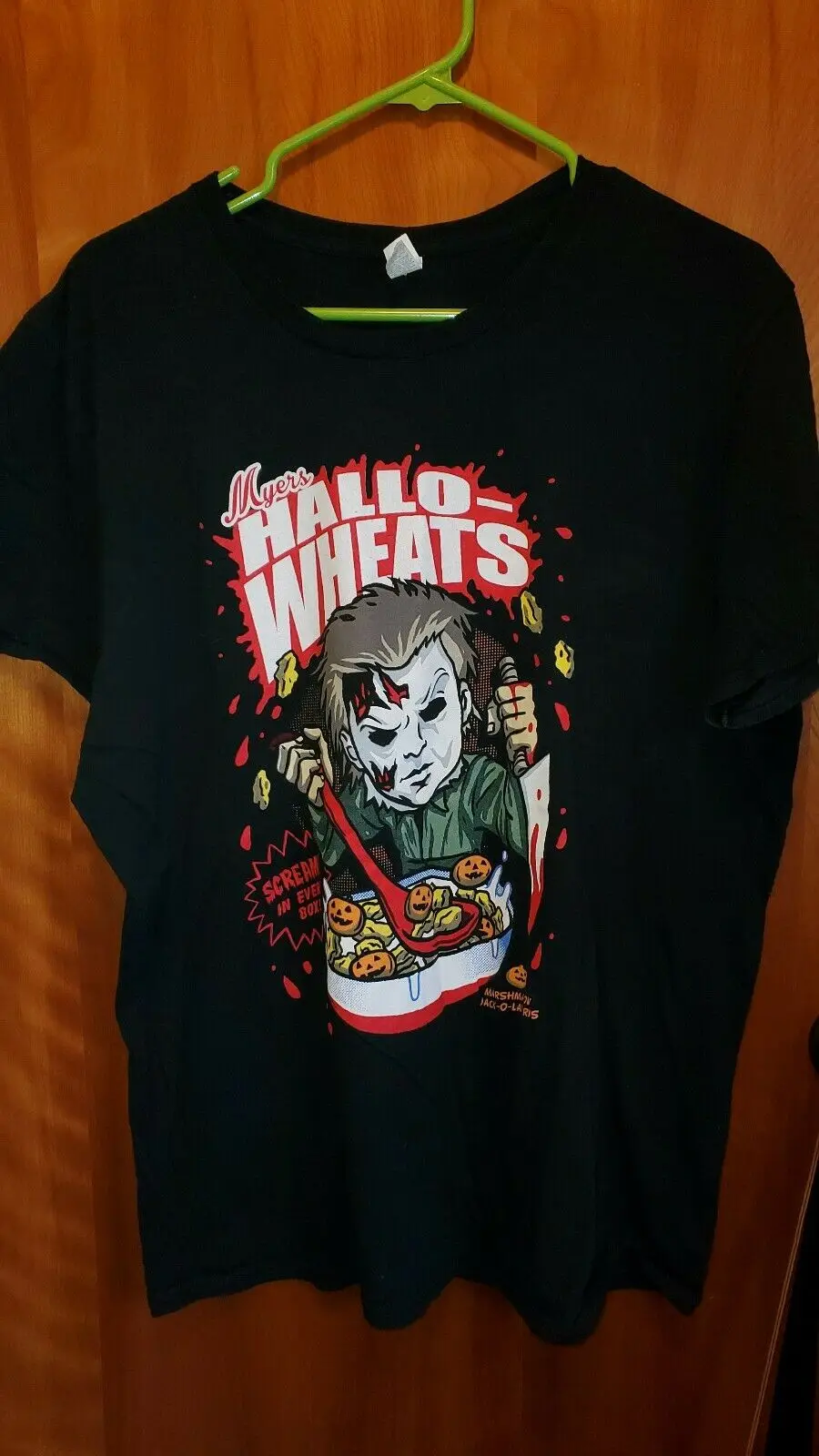 Halloween Myers Mike Hallo Wheats Black T Shirt Fruit Loom Adult Large L Mens