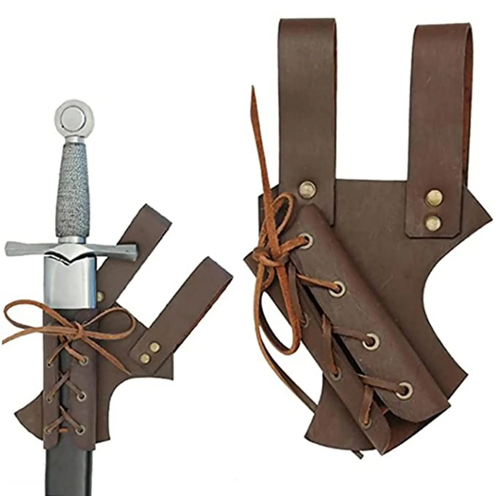 Adjustable PU Leather Medieval Belt Sword Sheath Rapier Holder Cosplay Scabbard for Party Costume
