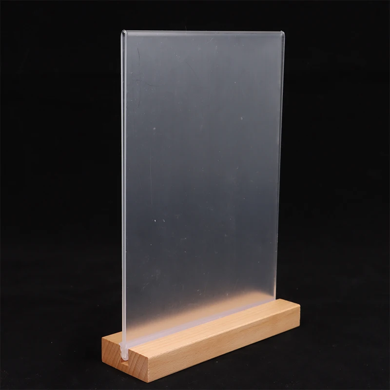 Table Top Wooden Acrylic Sign Holder Display Stand Double Sided Bottom Load Portrait Style Menu Paper Ad Photo Picture Frame