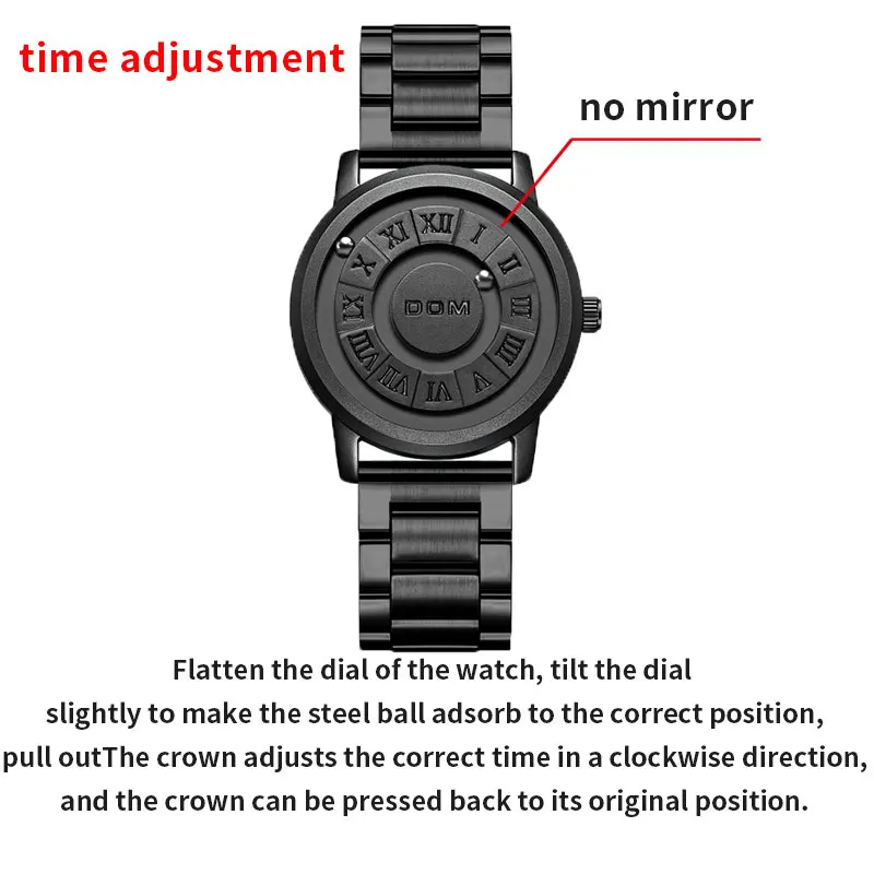 DOM Trend Concept New Personality Men's Watch Creative Scrolling Pointer magnetic force Fashion watch for men Waterproof M-1345