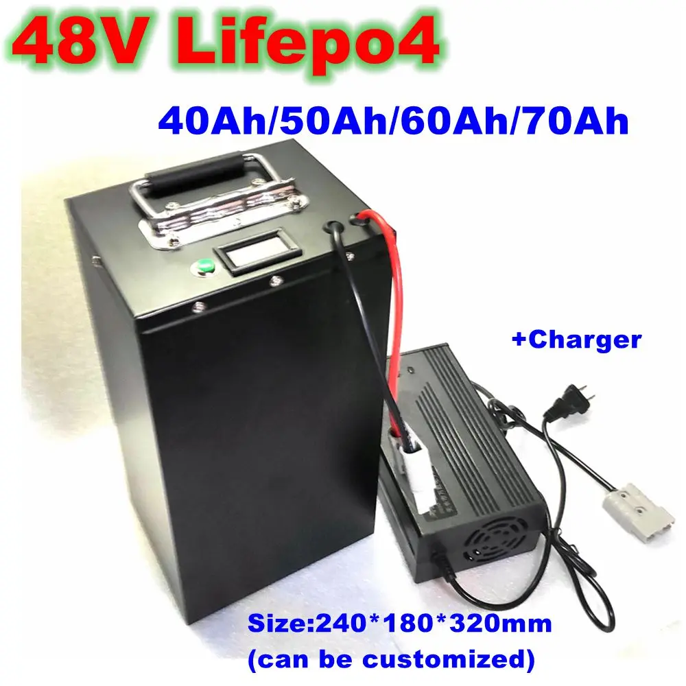 

48V 40Ah 50Ah 60Ah 70Ah 80Ah LiFepo4 lithium battery pack with BMS for 4000w motorhome electric car solar energy+Charger