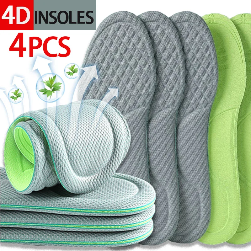 

4PCS Sweat-Absorbing Insoles for Shoes Sport Massage Breathable Deodorant Insole for Feet Growing Sole Sponge Shoe Inserts Pad