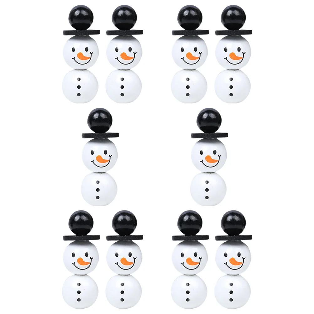 Decorate Christmas Garland Outdoor Decorations Wood Snowman Shaped Glitter Beads