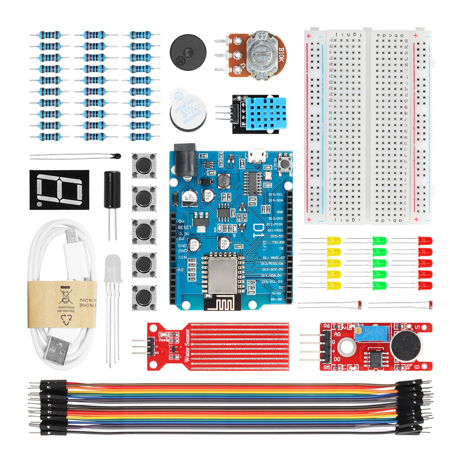 Basic Starter Kit for Arduino Programming D1ESP8266 WiFi R3 Component DIY Electronics Kit Educational Complete Sets