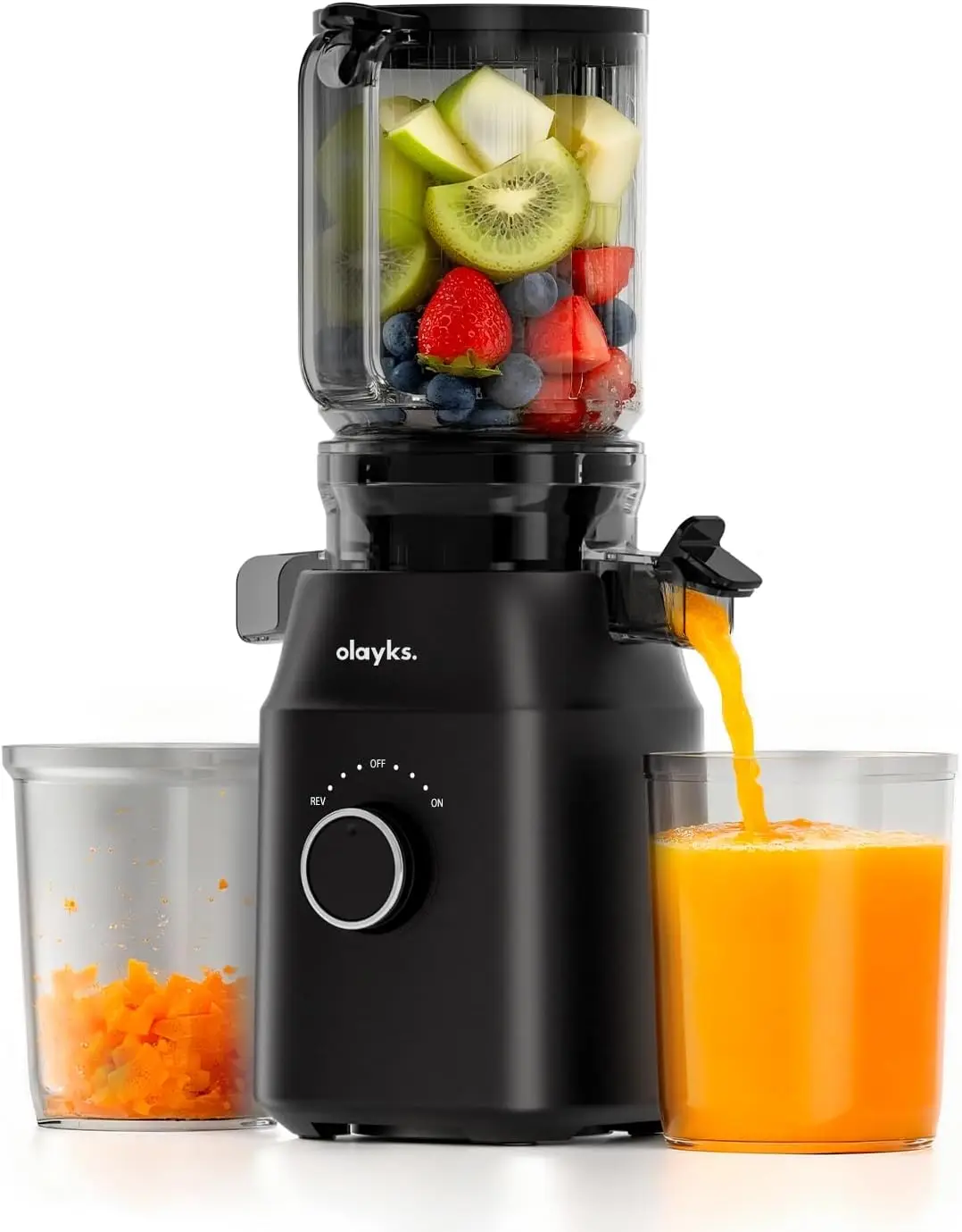 Espremedor a Frio com Grande Abertura para Alimentos, Máquina de Extração para Frutas e Vegetais Inteiros, Fácil de Limpar, Preto