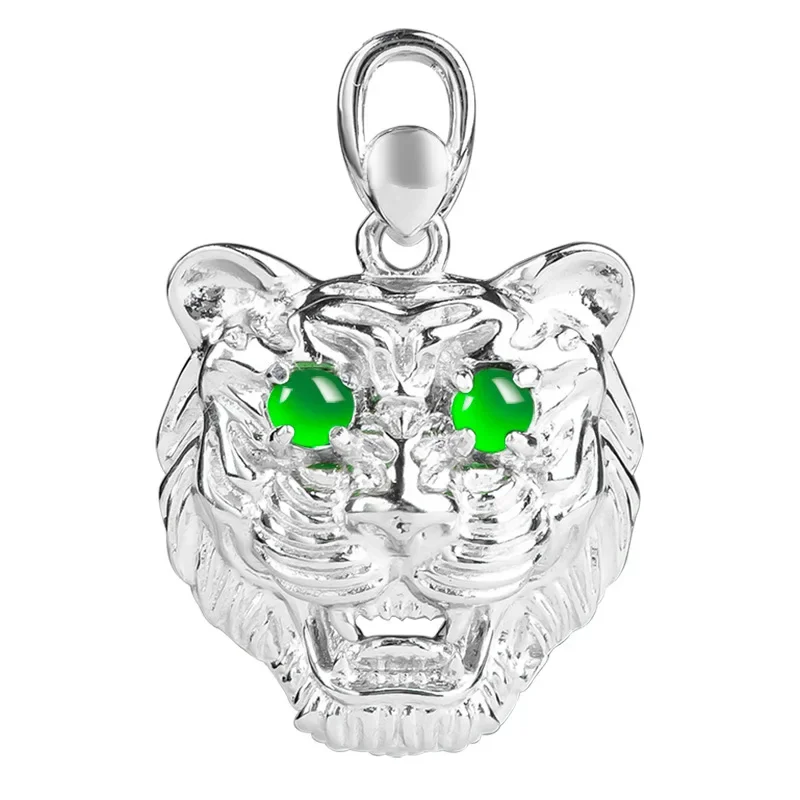 

Burmese Jade Tiger Pendant Vintage Charms Jadeite Carved Men Jewelry Green Necklace 925 Silver Natural Charm Designer Gemstone