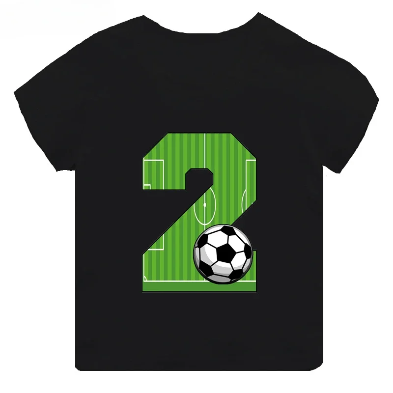 Numero di calcio stampa divertente ragazzo bambini vestiti 1 2 3 4 5 6 7 8 9 anni compleanno cartone animato bambino cotone T-Shirt neonate T-Shirt